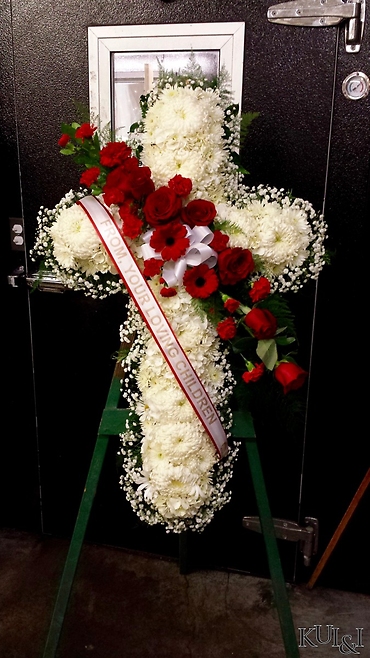 White Cross with Red Accents