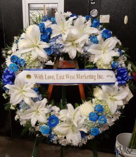 White & Blue Circle Wreath