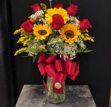 Rose & Sunflower Vase Arrangement