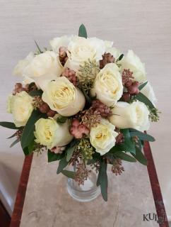 White Bouquet Accented with Burgundy