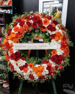 White, Red & Orange Circle Wreath