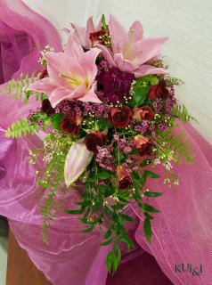Pink & Maroon Cascading Wedding Bouquet