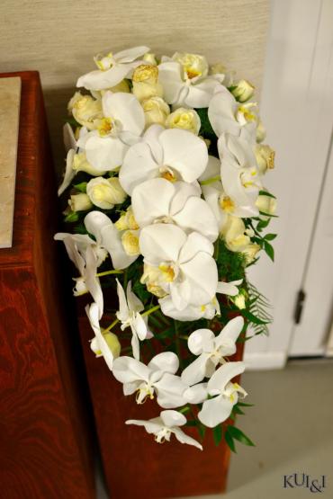 White Glittered Cascading Bouquet