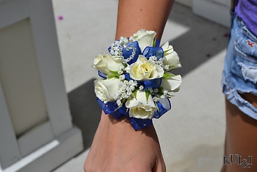 Blue & White Wristlet