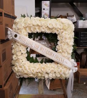 All-White Rose Square Wreath