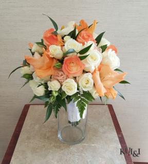 White & Peach Bridal Bouquet