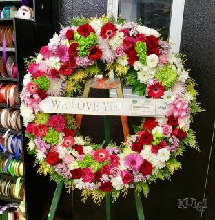 Pink, Red & Green Circle Wreath