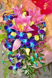 Pink & Blue Cascading Bouquet