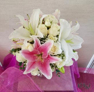 White & Pink Wedding Bouquet