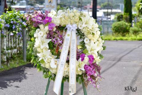 White Wreath with Purple Accents