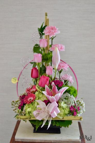 Pink Ikebana Arrangement