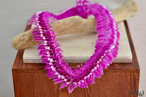 Purple & White Orchid Flat Lei