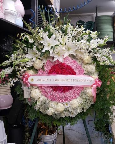 Custom White & Pink Solid Wreath