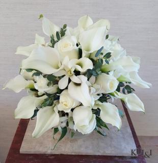 White with Various Greens Wedding Bouquet