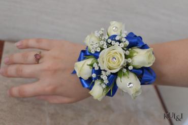 White & Royal Blue Wristlet