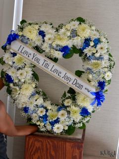 Blue & White Heart Wreath