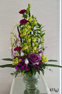Stunning Green & Purple Stylized Arrangement