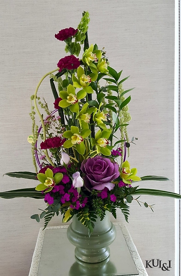 Stunning Green & Purple Stylized Arrangement